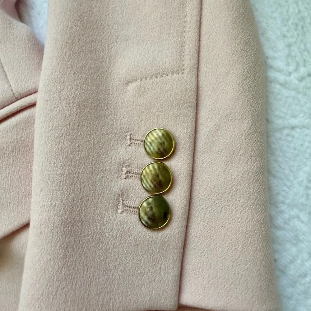 Zara Light Pink Double-Breasted Blazer Small Golden Buttons Tailored Chic - Picture 12 of 17